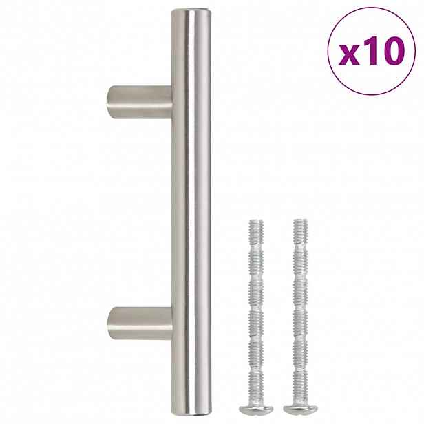 vidaXL Nábytkové úchytky 10 ks stříbrné rozteč otvorů 64 mm celková délka 100 mm nerezová ocel