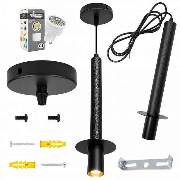 Závěsná Lampa Černá 36 CM Led Loft Industriální Moderní Montážní Sada