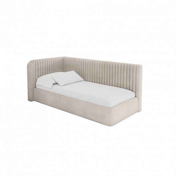 ALTDECOR JEDNOLŮŽKOVÁ POSTEL pro mládež s úložným prostorem a matrací H3/H4, vpravo - AURY 90x200 béžová