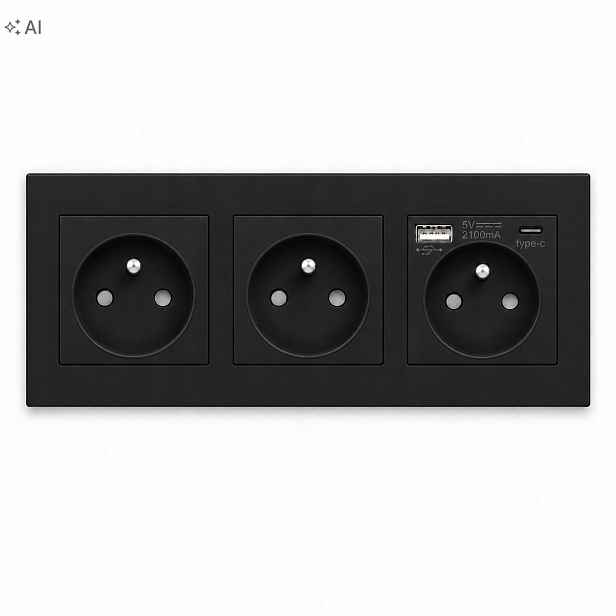 Trojitá Zásuvka 228 mm 16 A Usb A-c Kontakt Plastová 3.1 A Quick Charge