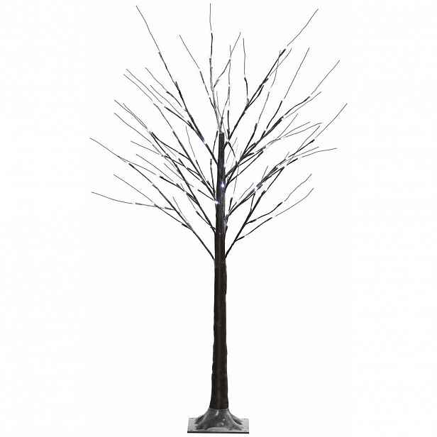 HOMCOM 150 cm umělý strom, bříza s 96 LED diodami, umělý sníh na párty, hnědý