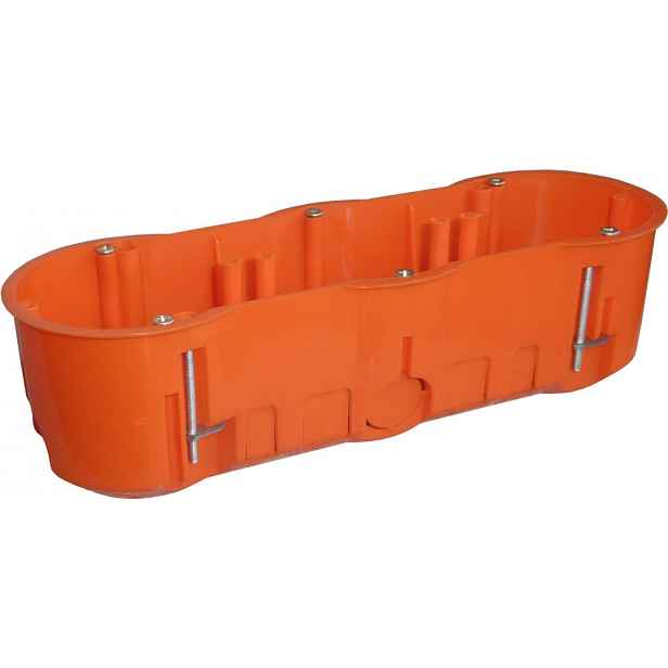 Přístrojová krabice pro povrchovou montáž 60mm do sádrokartonu trojitá oranžová