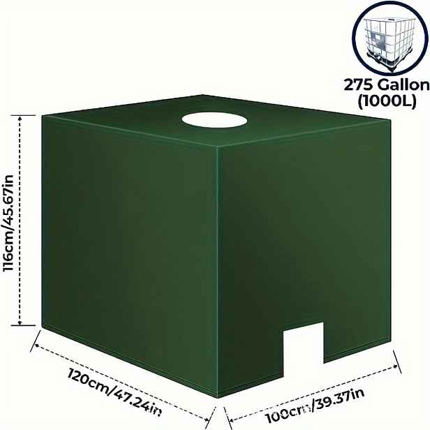 TEMU Venkovní kryt IBC nádrže pro 1000L, rozměry 120 cm x 100 cm x 116 cm, vhodný pro ochranu venkovních sudek