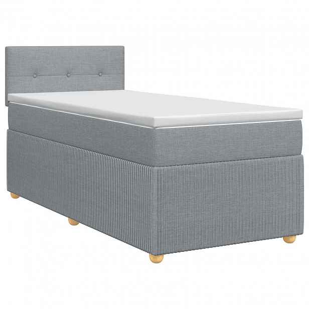 vidaXL Postel boxspring s matrací Světle šedá 90 x 190 cm Textil