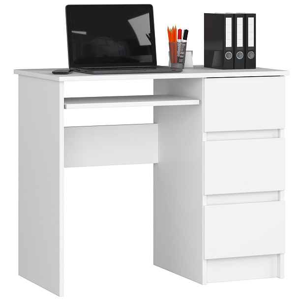 Ak furniture Psací stůl A-6 90 cm bílý pravý