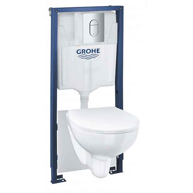 Grohe Solido - Set předstěnové instalace, klozetu Euro Ceramic a sedátka softclose, tlačítko Arena Cosmopolitan, chrom 39902000