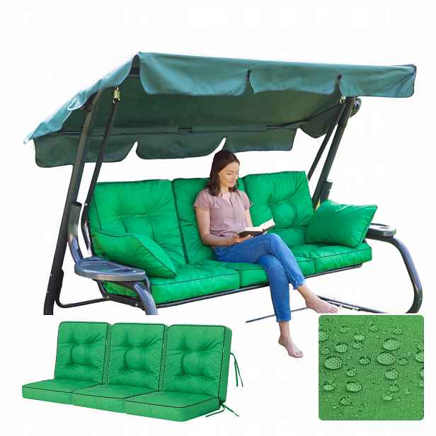 Polštář na zahradní houpačku Sada 3 ks Vodotěsný Anti Uv 180 cm