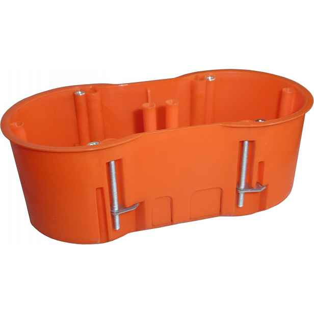Přístrojová krabice pro povrchovou montáž 60mm do sádrokartonu dvojitá oranžová