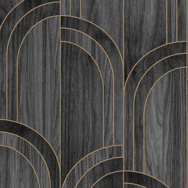 Šedá tapeta art deco geometrický vzor efekt dřevěných desek vinylová tapeta