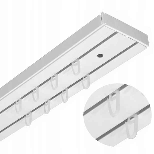 Stropní Lišta Elegance Pvc bílá dvoukolejná garnýž s špendlíky 300 cm