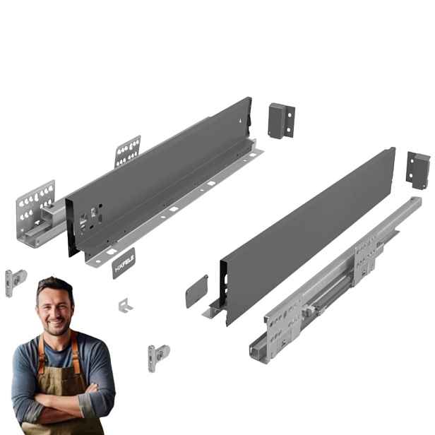 Šuplík Hafele Matrix Slim 450 mm H-84 35 kg 514.11.524 Tenkostěnná šedá