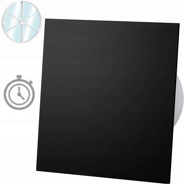 Ventilátor Plexi Černý Mat Časový Spínač Časovač Zpětný Ventil Fi 125