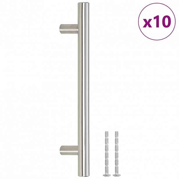 vidaXL Nábytkové úchytky 10 ks stříbrné rozteč otvorů 128 mm celková délka 192 mm nerezová ocel