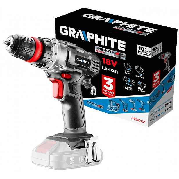 Aku Vrtačka Energy+ 18 V, Li-Ion, 10 mm, bez akumulátoru