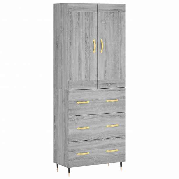 vidaXL Skříň highboard šedá sonoma 69,5 x 34 x 180 cm kompozitní dřevo