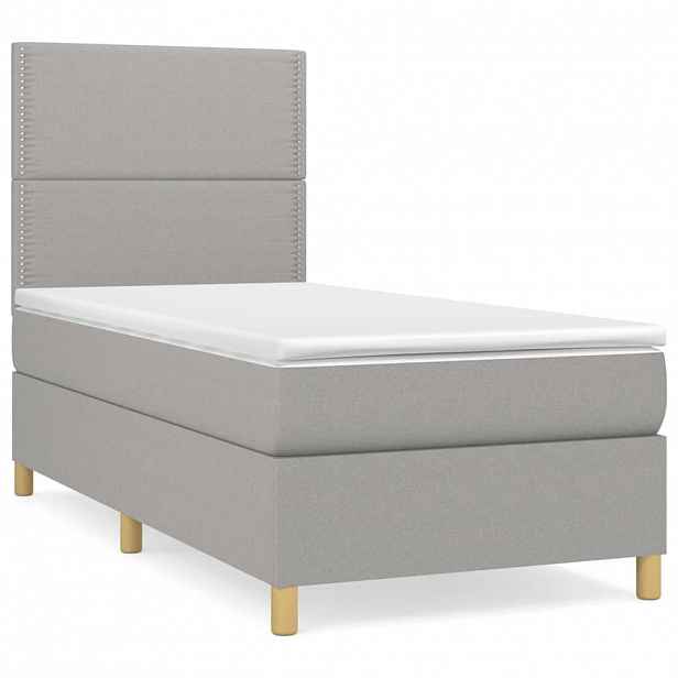 vidaXL Box spring postel s matrací světle šedá 90x190 cm textil