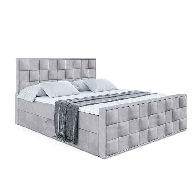 ALTDECOR KONTINENTÁLNÍ POSTEL s matrací H3 - ZAFIRA - 120x200 cm Šedá