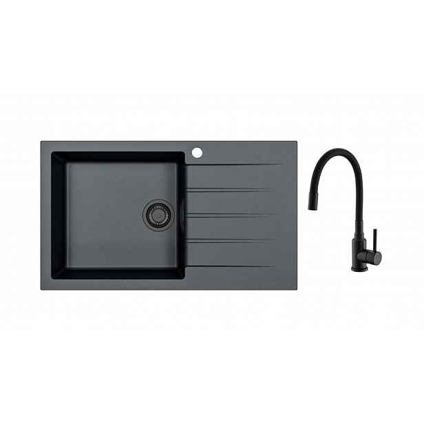 Alveus - Set dřezu Cadit 40 a baterie Mintas, deep black SETA25628