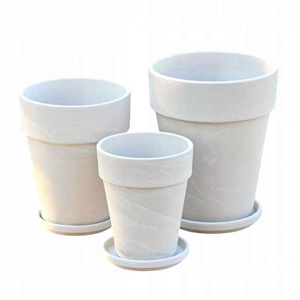 Hliněné květináče Terakota Granit XL – sada 3 květináčů – 12 cm 15 cm a 17 cm