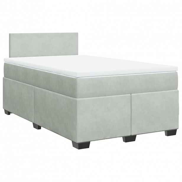 vidaXL Box spring postel s matrací světle šedá 120x190 cm samet