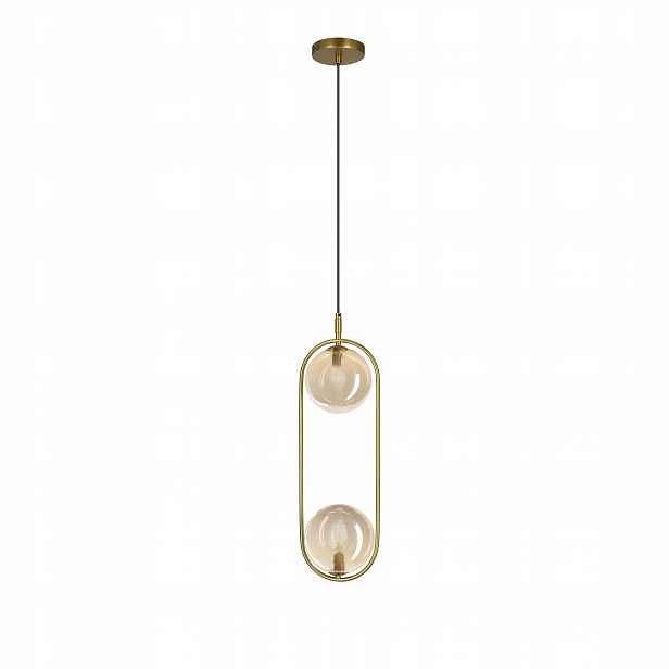 Cordel závěs mosaz Lampa 2 koule stropní svítidlo stínidlo jantarové Candellux