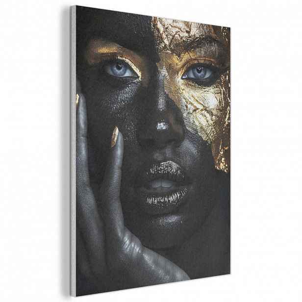 MuchoWow AKUSTICKÝ obraz Žena - Zlato - Portrét - Černobílý - Luxusní 60x80 cm