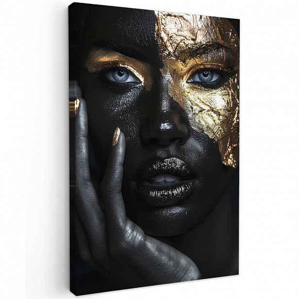 MuchoWow OBRAZ NA PLÁTNĚ Žena - Zlato - Portrét - Černobílý - Luxusní 80x120 cm