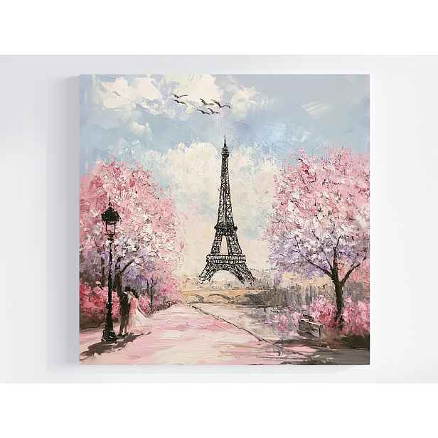Obraz Na Plátně Canvas Paříž Eiffelova Věž Stromy Květiny Jaro Léto 50x50