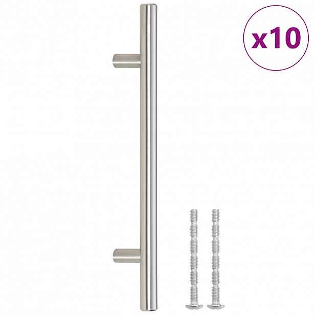 vidaXL Nábytkové úchytky 10 ks stříbrné rozteč otvorů 160 mm celková délka 224 mm nerezová ocel