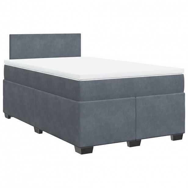 vidaXL Box spring postel s matrací tmavě šedý 120x190 cm samet