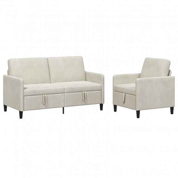 vidaXL Sedačka se storage 2 ks Krémová Polyester