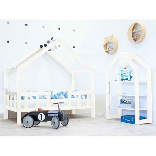 ELIS DESIGN Domečková postel dominant se zábranou premium bílá rozměr lůžka: 80 x 160 cm, šuplík, nožičky: bez nožiček