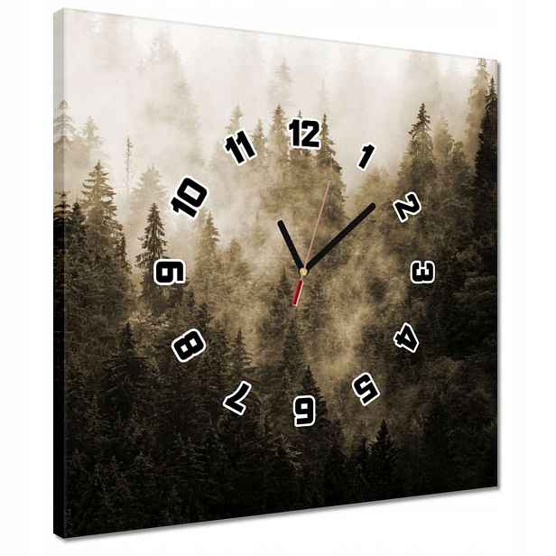 Hodiny 40x40 Krajina Sépie Hory Mlha