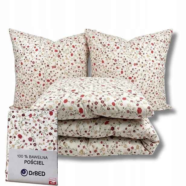 Sada Povlečení 160x200 Bavlněná na zip Decentní vzor Květiny Polsko