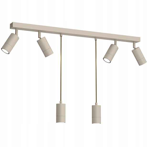 Stropní svítidlo se 4 reflektory a 2 závěsnými krémovými lištami 90 cm Luminex