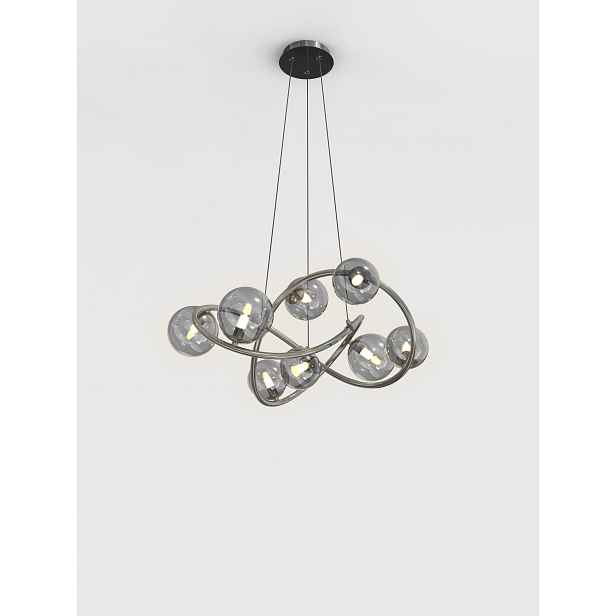 Závěsná lampa Nancy 8-pl, minimalistická, černý chrom
