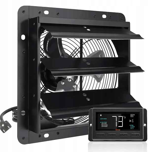 Odsávací ventilátor 254 mm Ec 843CFM s regulací teploty/vlhkosti do garáže