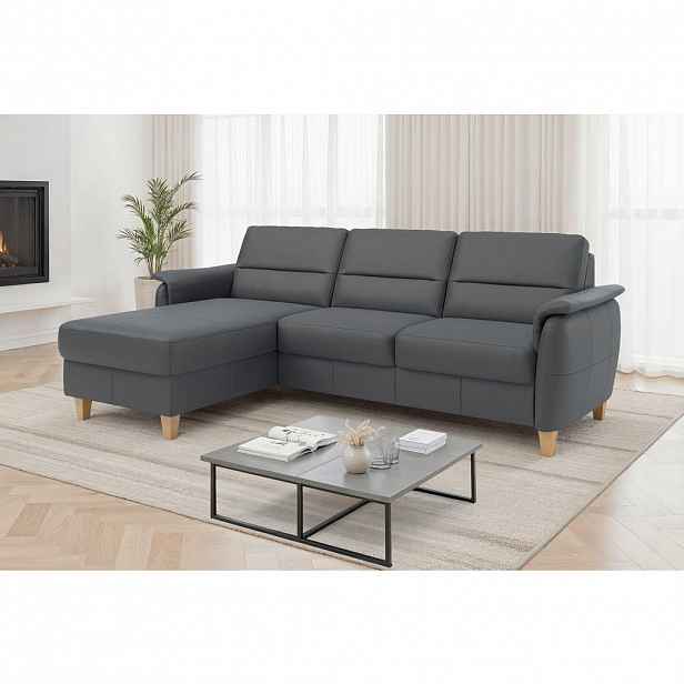 Sit & More ROHOVÁ SEDAČKA, textil, kůže, černá