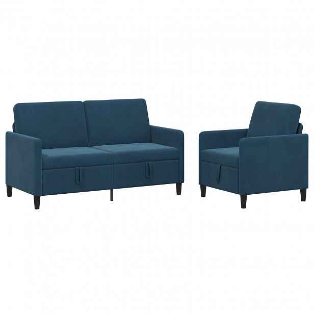vidaXL Sedačka se storage 2 ks Modrá Polyester