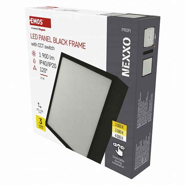 Emos Nexxo Led stropní svítidlo černé 21 W 225×225 mm