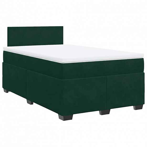 vidaXL Box spring postel s matrací tmavě zelená 120x190 cm samet