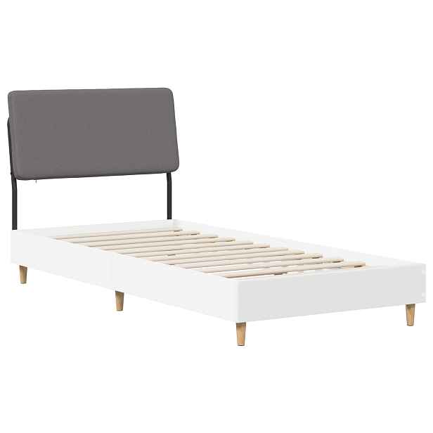 vidaXL Jednolůžková postel s čelem Bílá a světlá šedá 75 x 190 cm