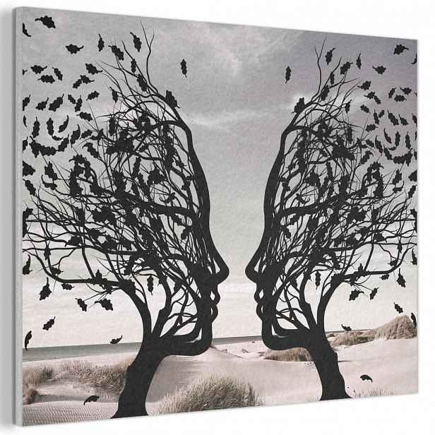 MuchoWow AKUSTICKÝ obraz Pláž - Moře - Lidé - Strom - Moderní umění 80x60 cm