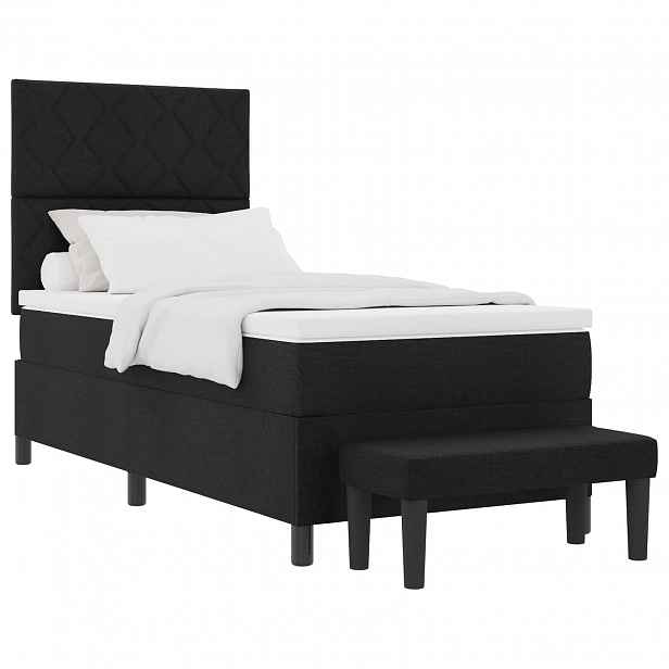 vidaXL Postel s boxspringem s čelo Černá 90 x 190 cm textil