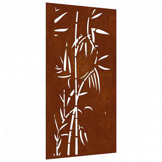vidaXL Zahradní nástěnná dekorace 105 x 55 cm cortenová ocel Bambus