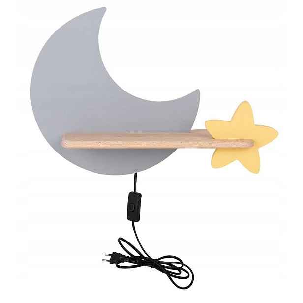 Candellux nástěnné svítidlo Moon Led 5W 4000K 250 lm šedé žluté dřevo 21-75727
