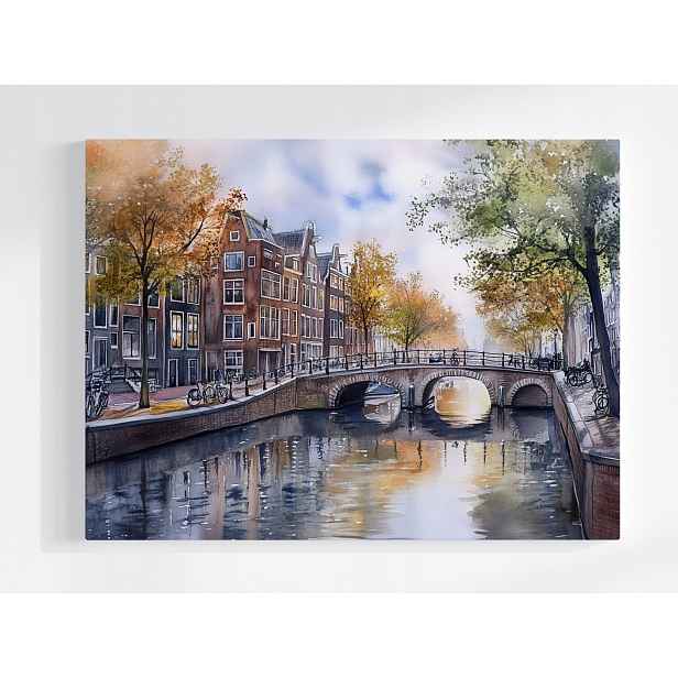 Plakát Město Amsterdam Kamienice Architektura Most 100x75