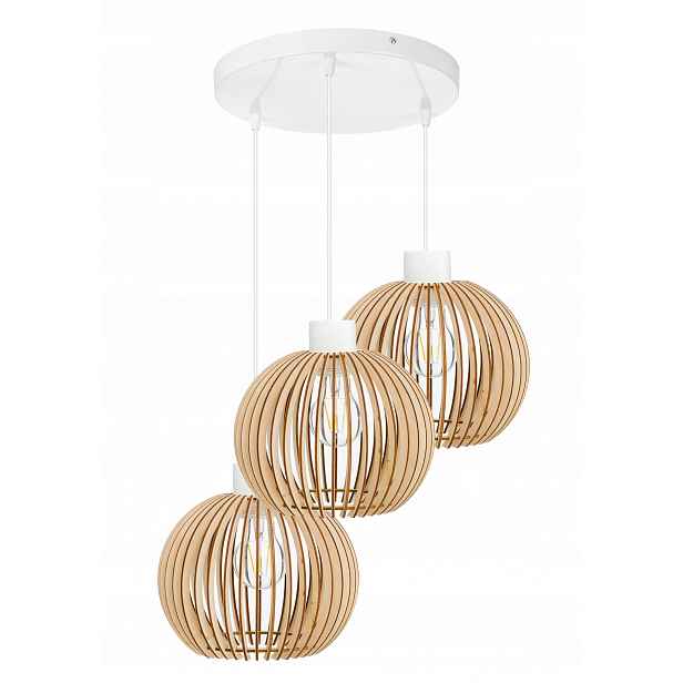 Závěsná lampa lustr převislý strop stínidlo dřevo 3