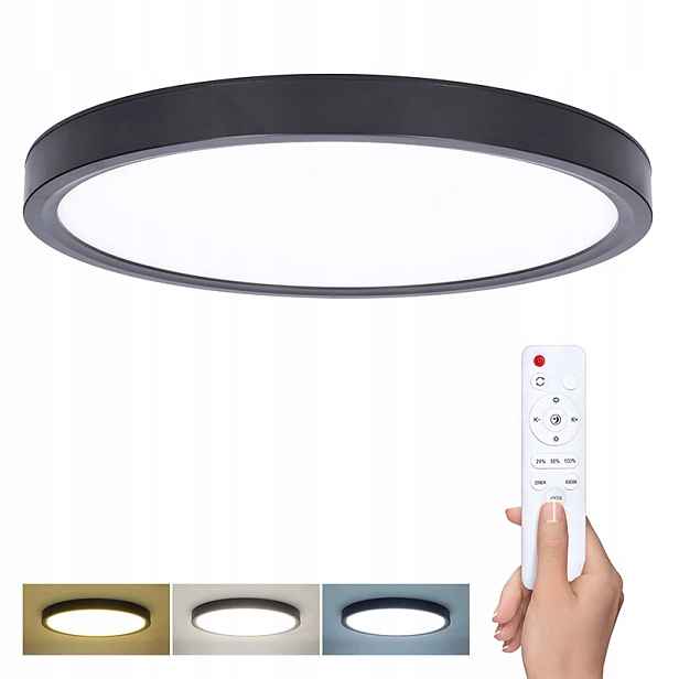 Led osvětlení s dálkovým ovladačem Estela Black 36W, 2700lm, 30cm, Cct