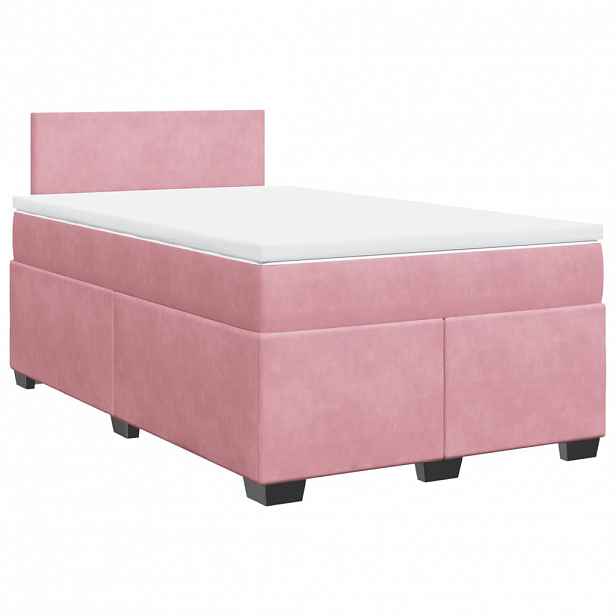 vidaXL Box spring postel s matrací růžová 120x190 cm samet